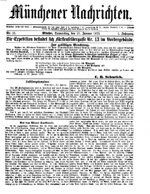 Münchener Nachrichten Donnerstag 21. Januar 1875