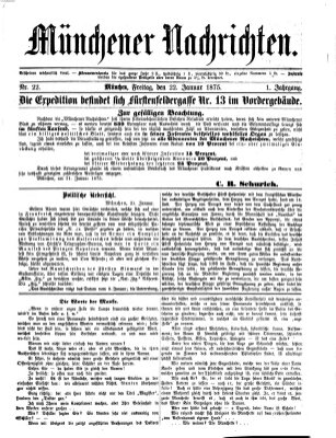 Münchener Nachrichten Freitag 22. Januar 1875