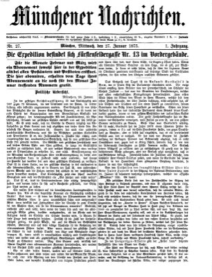 Münchener Nachrichten Mittwoch 27. Januar 1875