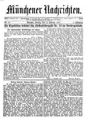 Münchener Nachrichten Freitag 12. Februar 1875