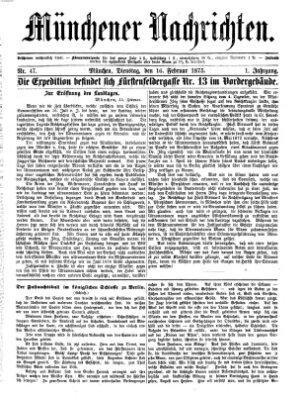 Münchener Nachrichten Dienstag 16. Februar 1875