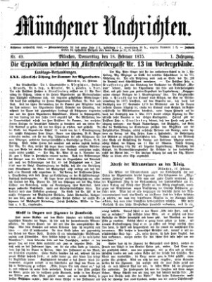 Münchener Nachrichten Donnerstag 18. Februar 1875