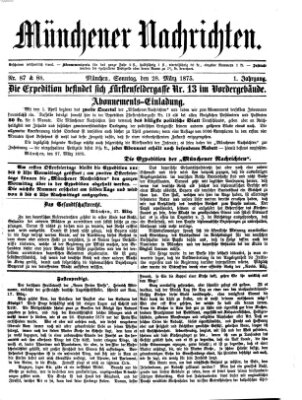 Münchener Nachrichten Sonntag 28. März 1875