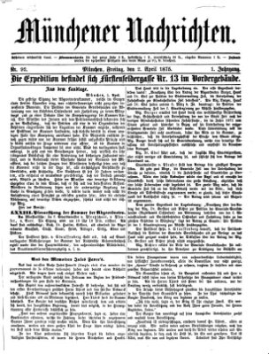 Münchener Nachrichten Freitag 2. April 1875