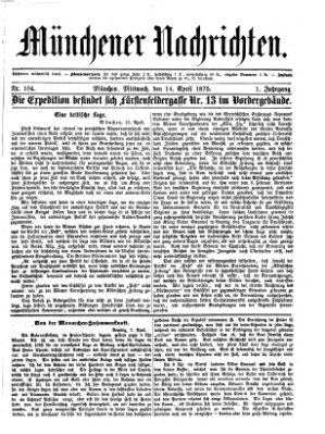 Münchener Nachrichten Mittwoch 14. April 1875