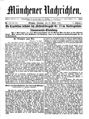 Münchener Nachrichten Sonntag 25. April 1875