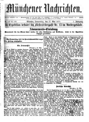 Münchener Nachrichten Donnerstag 27. Mai 1875