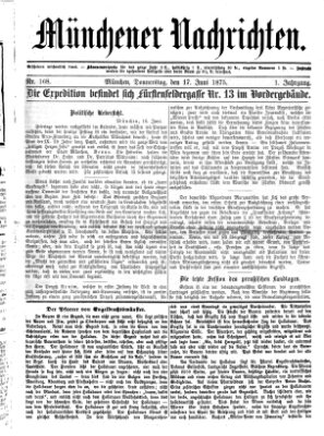 Münchener Nachrichten Donnerstag 17. Juni 1875