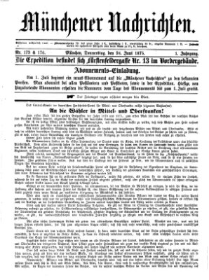 Münchener Nachrichten Donnerstag 24. Juni 1875