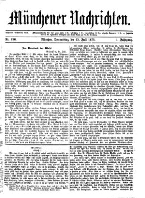 Münchener Nachrichten Donnerstag 15. Juli 1875