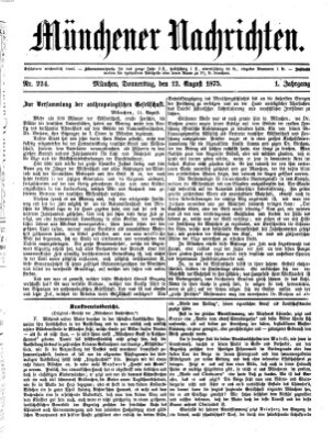 Münchener Nachrichten Donnerstag 12. August 1875