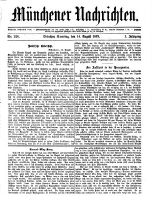 Münchener Nachrichten Samstag 14. August 1875