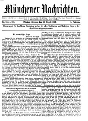 Münchener Nachrichten Sonntag 22. August 1875