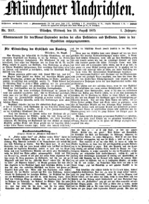 Münchener Nachrichten Mittwoch 25. August 1875