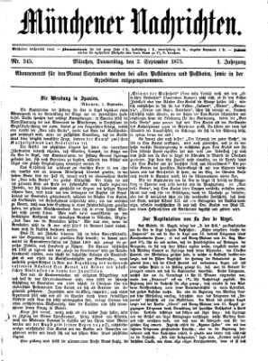 Münchener Nachrichten Donnerstag 2. September 1875