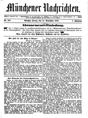 Münchener Nachrichten Freitag 24. September 1875