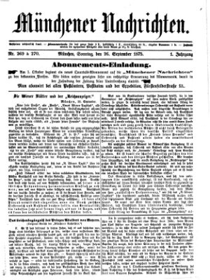 Münchener Nachrichten Sonntag 26. September 1875