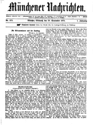 Münchener Nachrichten Mittwoch 29. September 1875