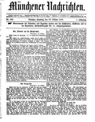 Münchener Nachrichten Samstag 30. Oktober 1875