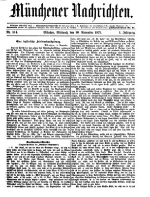 Münchener Nachrichten Mittwoch 10. November 1875