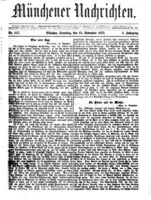 Münchener Nachrichten Samstag 13. November 1875