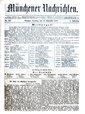 Münchener Nachrichten Dienstag 23. November 1875