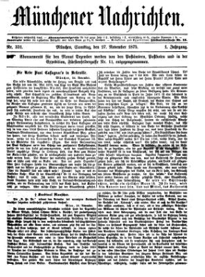 Münchener Nachrichten Samstag 27. November 1875