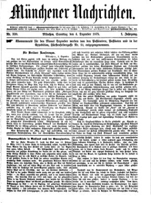 Münchener Nachrichten Samstag 4. Dezember 1875