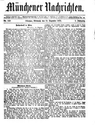 Münchener Nachrichten Mittwoch 15. Dezember 1875