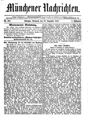 Münchener Nachrichten Mittwoch 29. Dezember 1875