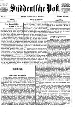 Süddeutsche Post Donnerstag 22. April 1875