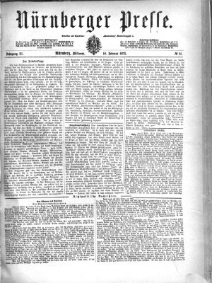 Nürnberger Presse Mittwoch 10. Februar 1875