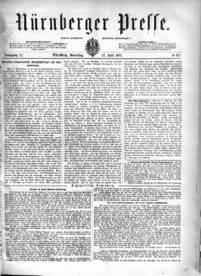 Nürnberger Presse Donnerstag 22. April 1875