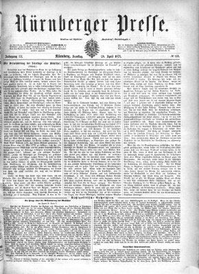 Nürnberger Presse Samstag 24. April 1875