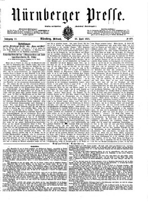 Nürnberger Presse Mittwoch 28. April 1875