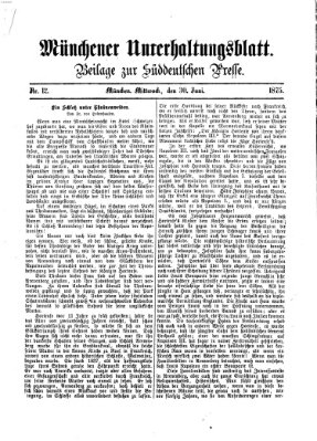 Süddeutsche Presse Mittwoch 30. Juni 1875