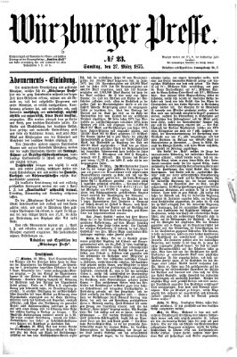 Würzburger Presse Samstag 27. März 1875