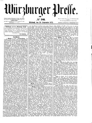 Würzburger Presse Mittwoch 29. September 1875