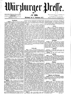 Würzburger Presse Mittwoch 17. November 1875