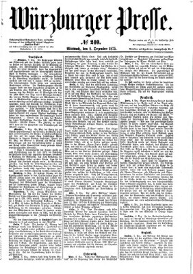 Würzburger Presse Mittwoch 8. Dezember 1875