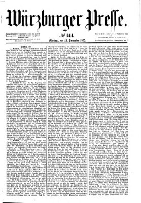 Würzburger Presse Montag 13. Dezember 1875