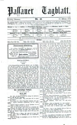 Passauer Tagblatt Dienstag 23. Februar 1875