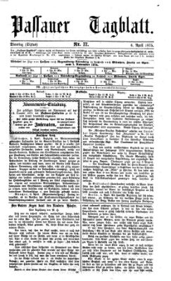 Passauer Tagblatt Dienstag 6. April 1875