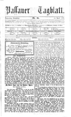 Passauer Tagblatt Donnerstag 15. April 1875