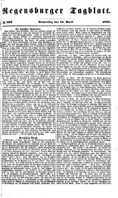 Regensburger Tagblatt Donnerstag 15. April 1875