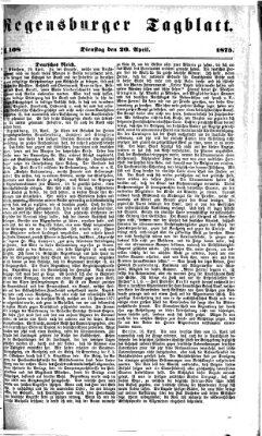 Regensburger Tagblatt Dienstag 20. April 1875