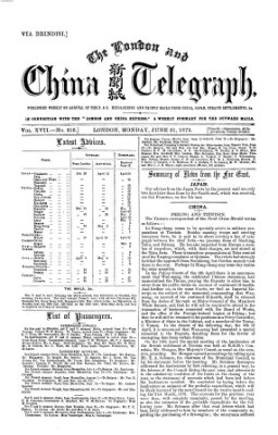 The London and China telegraph Montag 21. Juni 1875