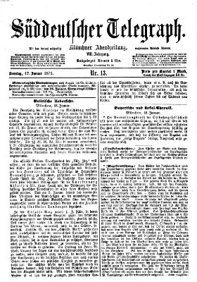 Süddeutscher Telegraph Sonntag 17. Januar 1875