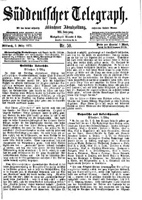 Süddeutscher Telegraph Mittwoch 3. März 1875