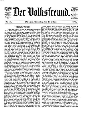 Der Volksfreund Donnerstag 25. Februar 1875